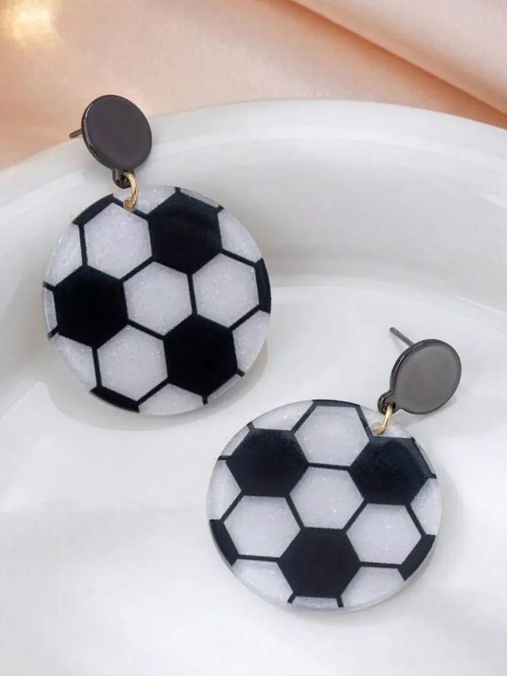 Soccer Pattern Drop Earrings A2071